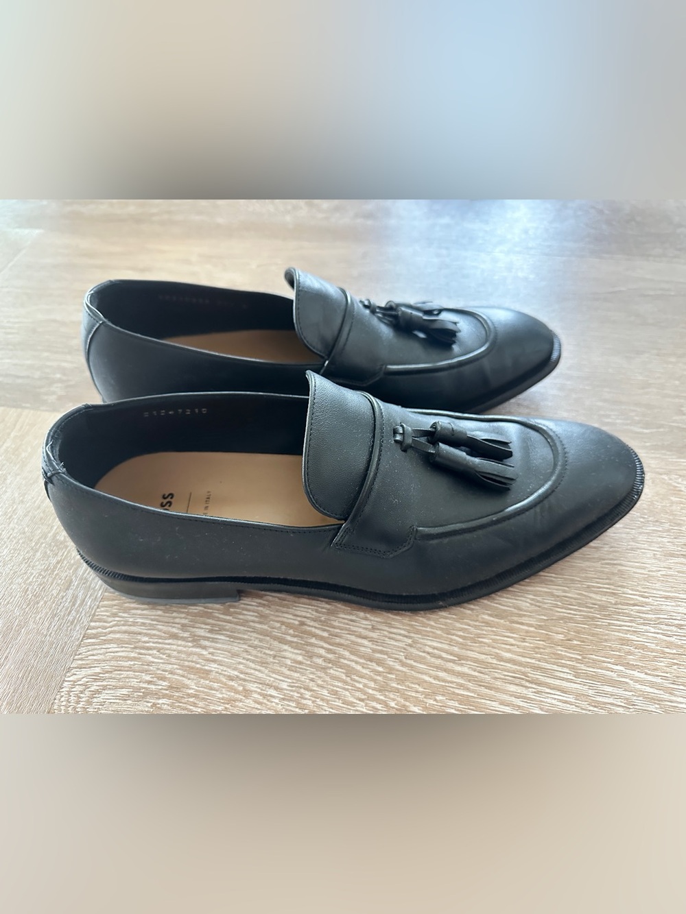 BOSS Black Leather Tassel Penny Loafers - Picture 2 of 4